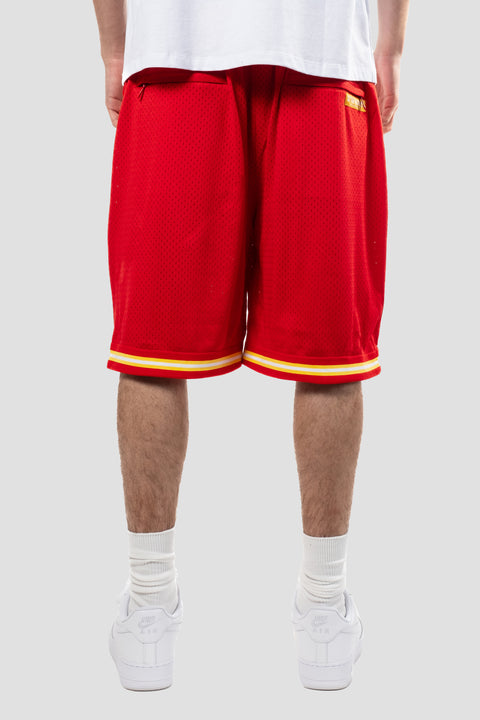RED SWOOSH BASKETBALL SHORTS