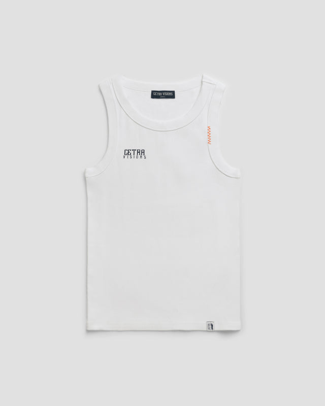 WHITE SOLDIER CUT RIBBED VEST