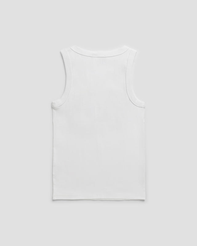WHITE SOLDIER CUT RIBBED VEST