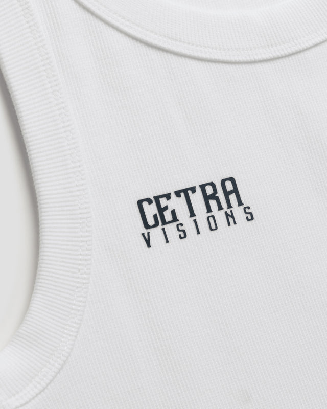 WHITE SOLDIER CUT RIBBED VEST