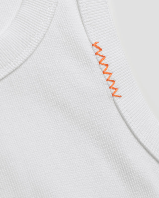 WHITE SOLDIER CUT RIBBED VEST