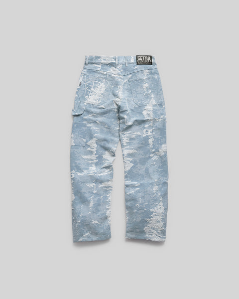 DISTRESSED DENIM PANTS