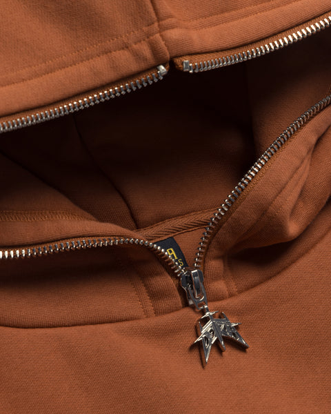 MARSH CHOCOLATE BROWN FACE ZIP HOODIE